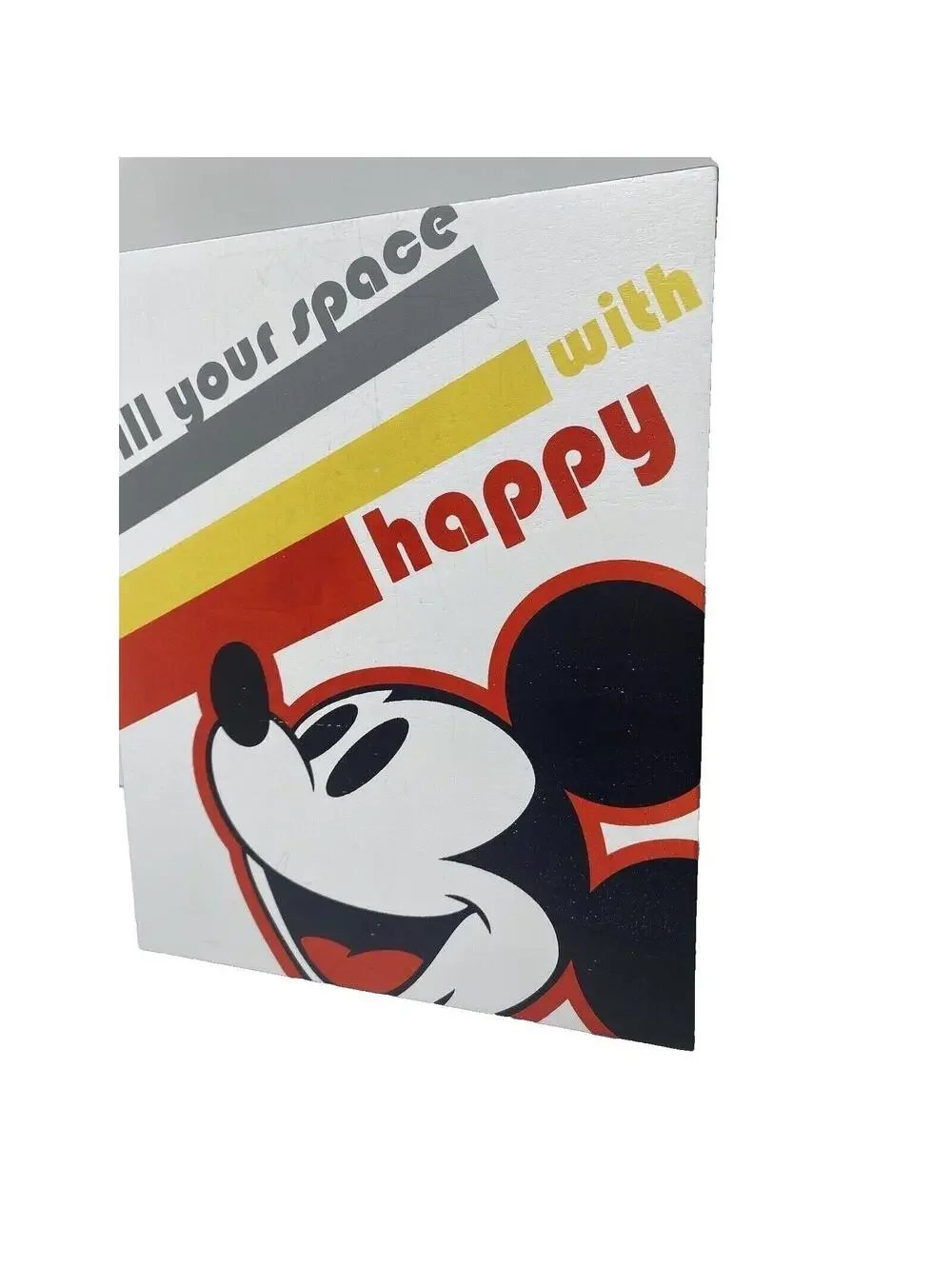 Hallmark Disney Mickey Mouse Wooden Quote Sign, “Fill Your Space With Happy,”New